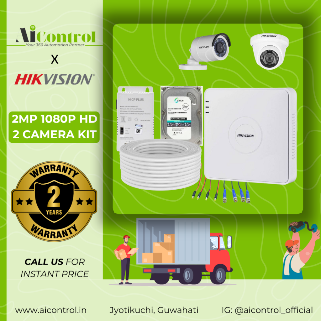 CCTV installation in Guwahati - 2 camera kit- Hikvision installer