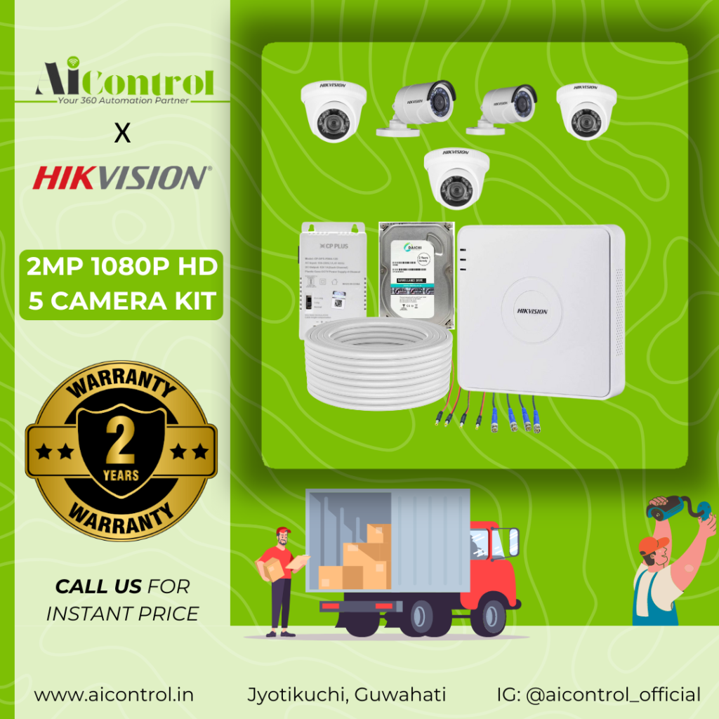 CCTV installation in Guwahati - 5 camera kit- Hikvision installer